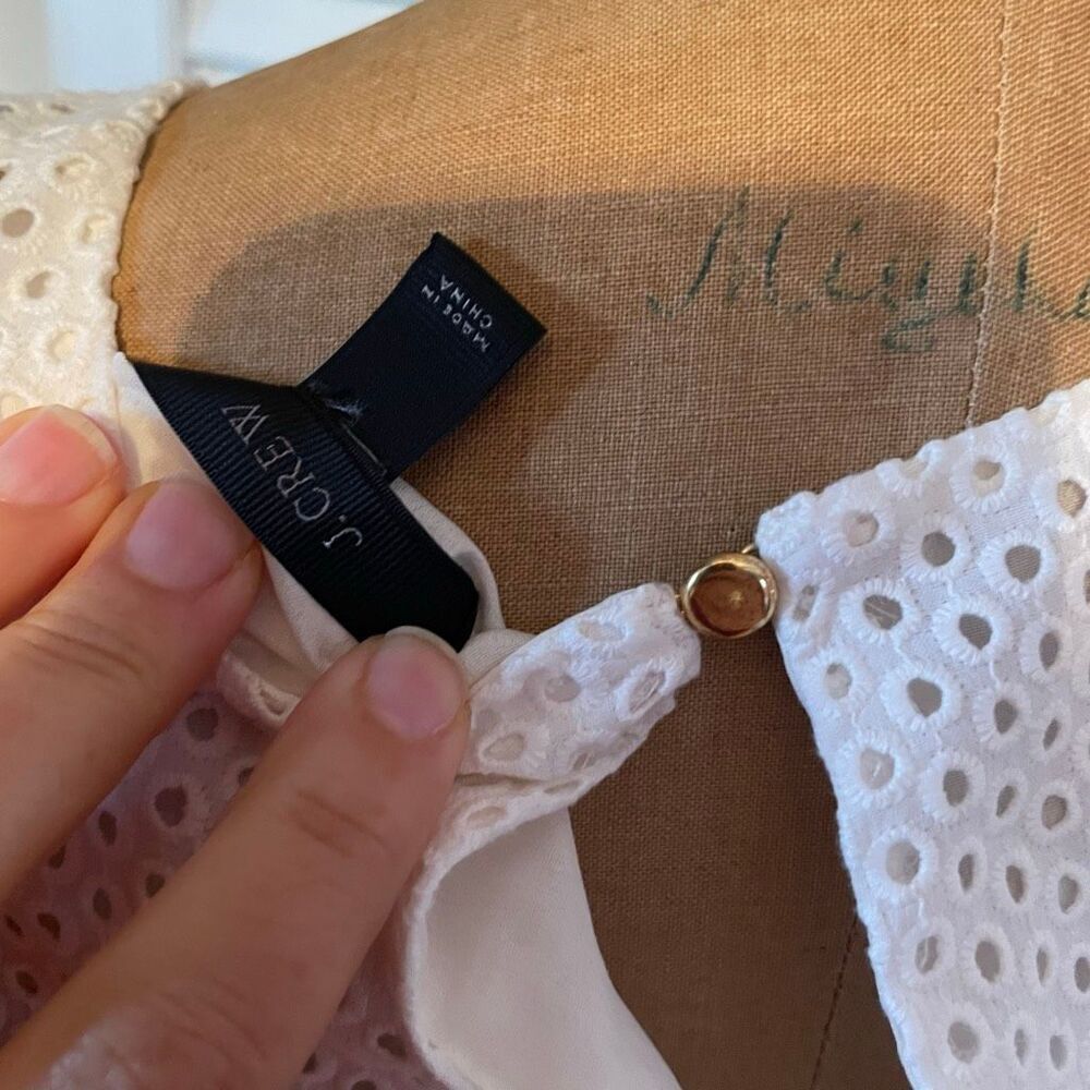 J CREW | white perforated short sleeve fit & flare dress 0 - Picture 8 of 9